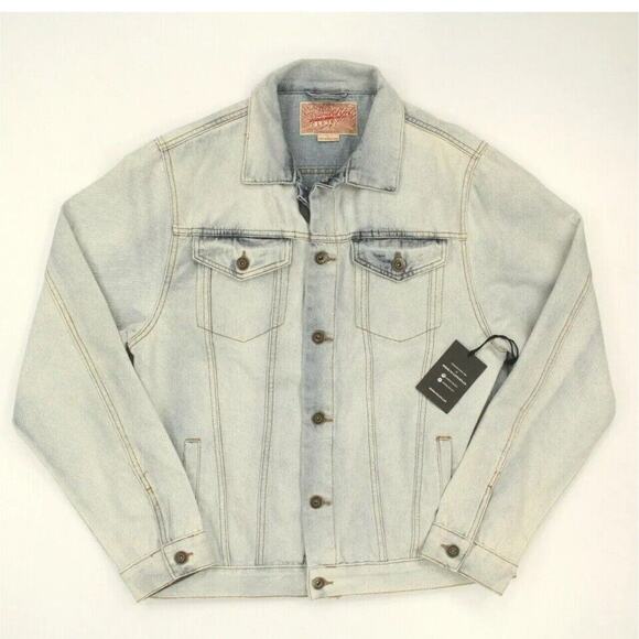 Brooklyn Cloth Mens Trucker Jeans Men Jacket Size XL Faded Acid Wash Distressed - Picture 1 of 15